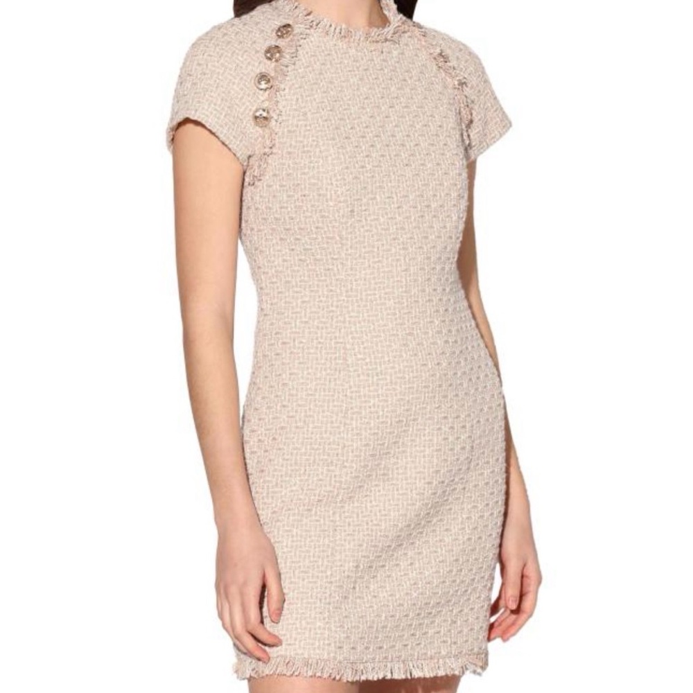 Elegant Cream Tweed Dress
